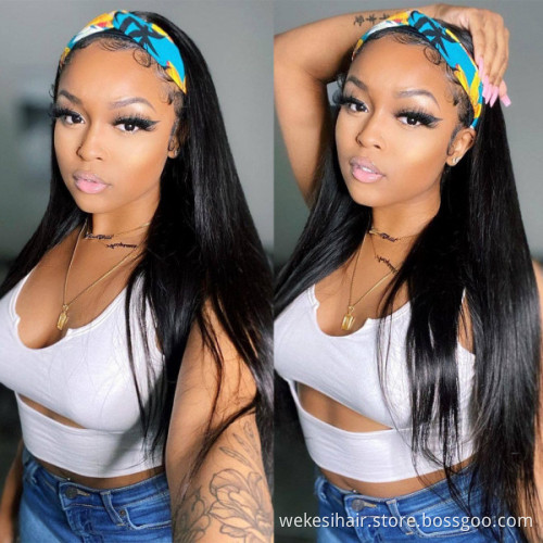 24.9$ Only High Quality Human Hair Headband Wig Wholesale Full Machine Made Non Lace Front Braided Headband Braid Wig